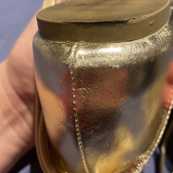 ✨ Topshop gold✨ pointy shoes with adjustable strap pearl detail size AU 9 - Picture 7 of 10